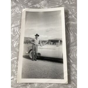 Vintage 1950 Photo Eddie Schaffer Old Topanga Rd Calif Cowboy Deluxe Convertible